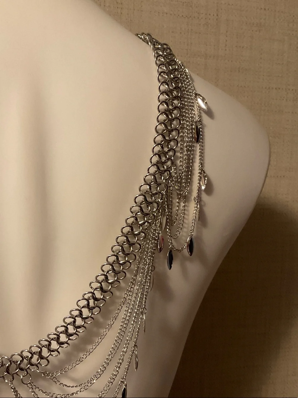 Silver Multi-Layer Drape Back Necklace - Women Jewelry